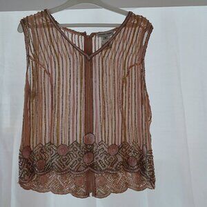 Gerald Darel 100% Silk Tank Top Sequins